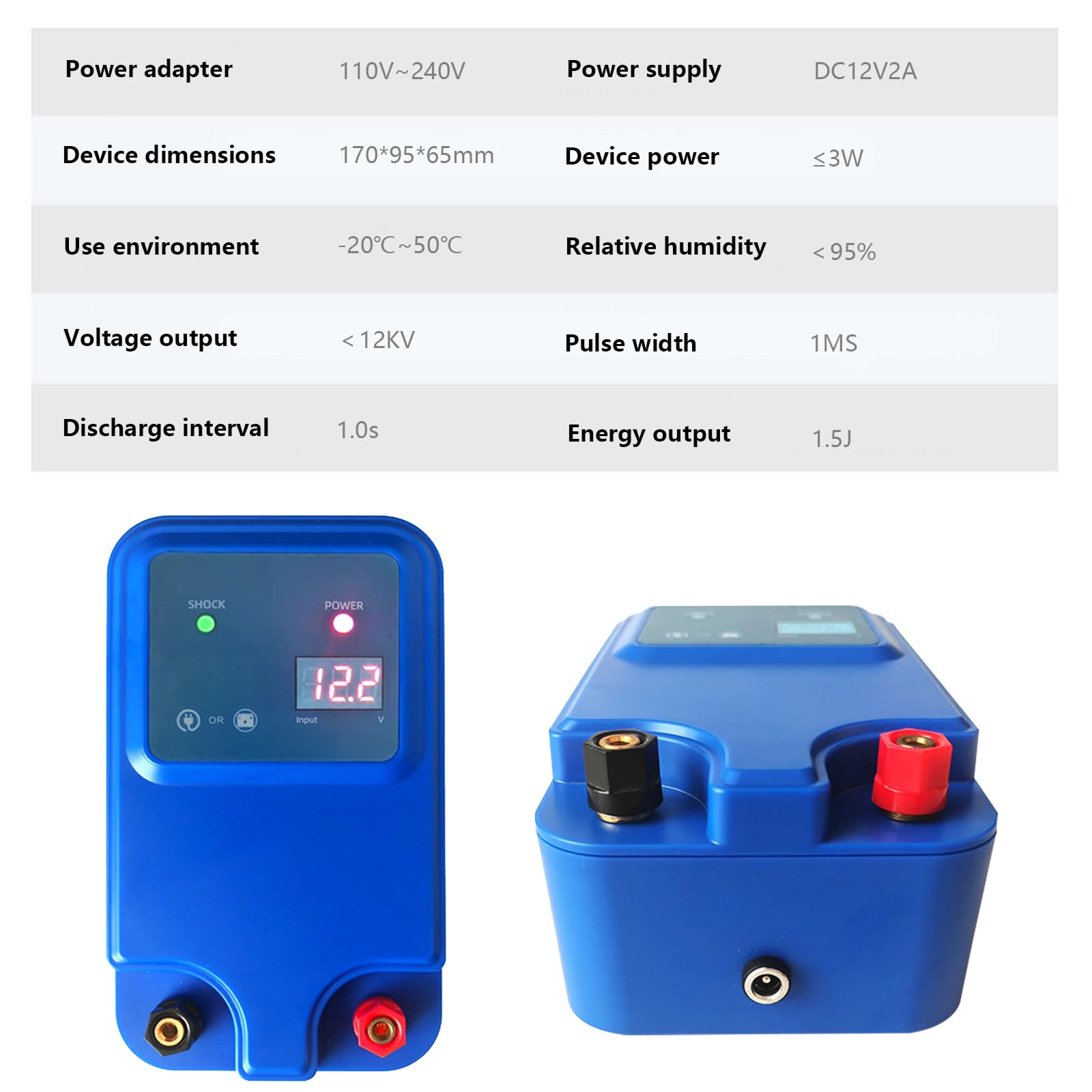 Pastor Electrico 12V, Pastor Electrico Para Perros Cerca Con Pantalla Led Alcance De 5 Km, 1,5 Julios Para La Protección De Ganado Ovejas Aves De Corral Pastos Jardines