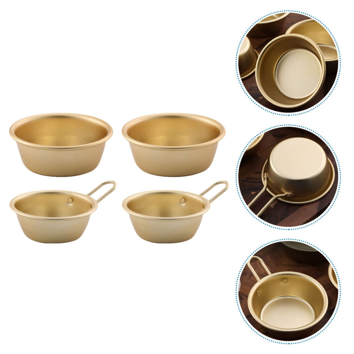 Alipis 2 Juegos Cuenco De Aluminio Amarillo Lá Tazón De Frutas Mezclar Tazones De Almacenamiento Exquisitos Tazones De Vino Coreanos Exquisitos De Aluminio Golden 4 Uds * 2