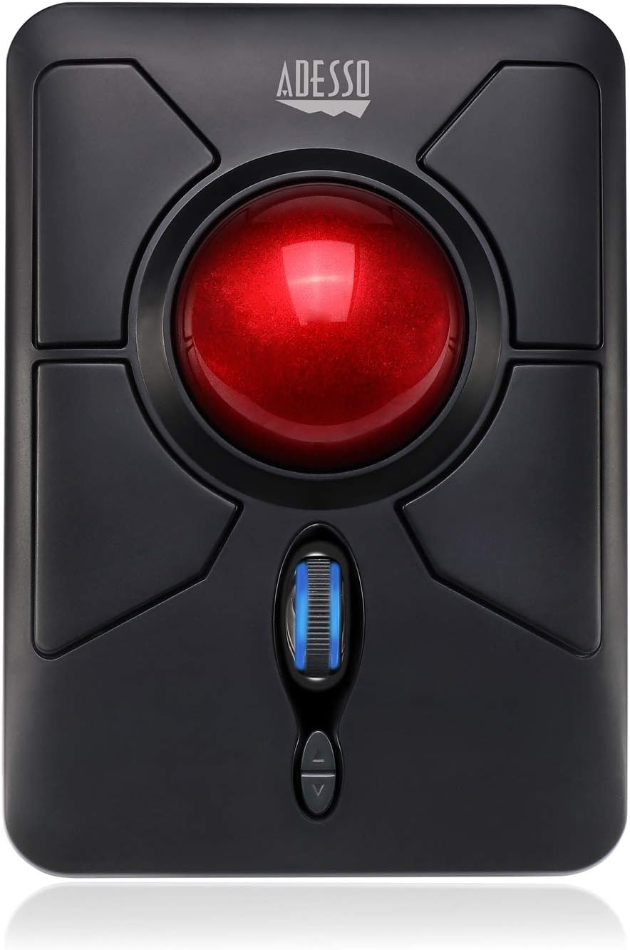 Adesso Wireless Programmable Ergonomic Trackball Mouse