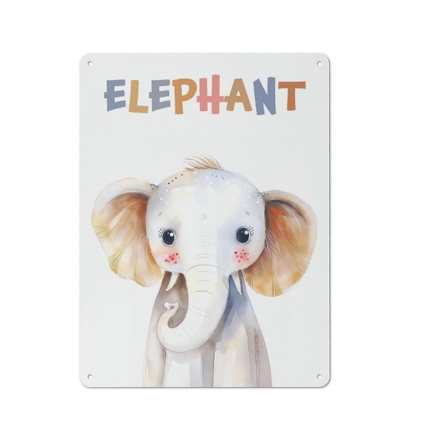 Junmoney Style-6 Cute Elephant Animal Nursery Retro Metal Wall Sign 40X30cm For Living Room Or Hallway, For Collectors Decorating Living Rooms And Hallways