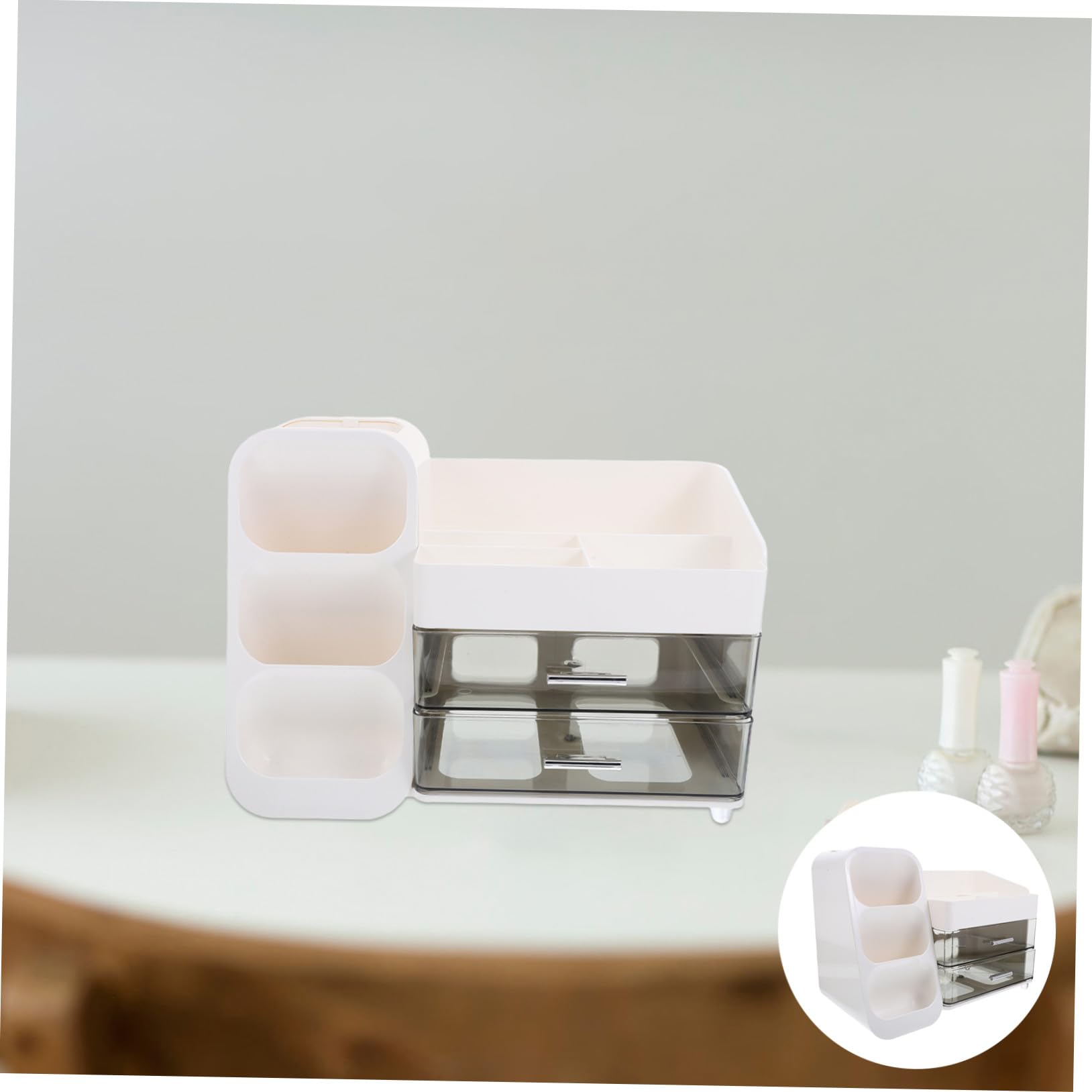 MAGICLULU Multifunktionaler Kosmetik Organizer mit Großer Kapazität Weißer Aufbewahrungsbox für Make-up Lippenstifte und Hautpflege für Schminktisch Schlafzimmer und Badezimmer
