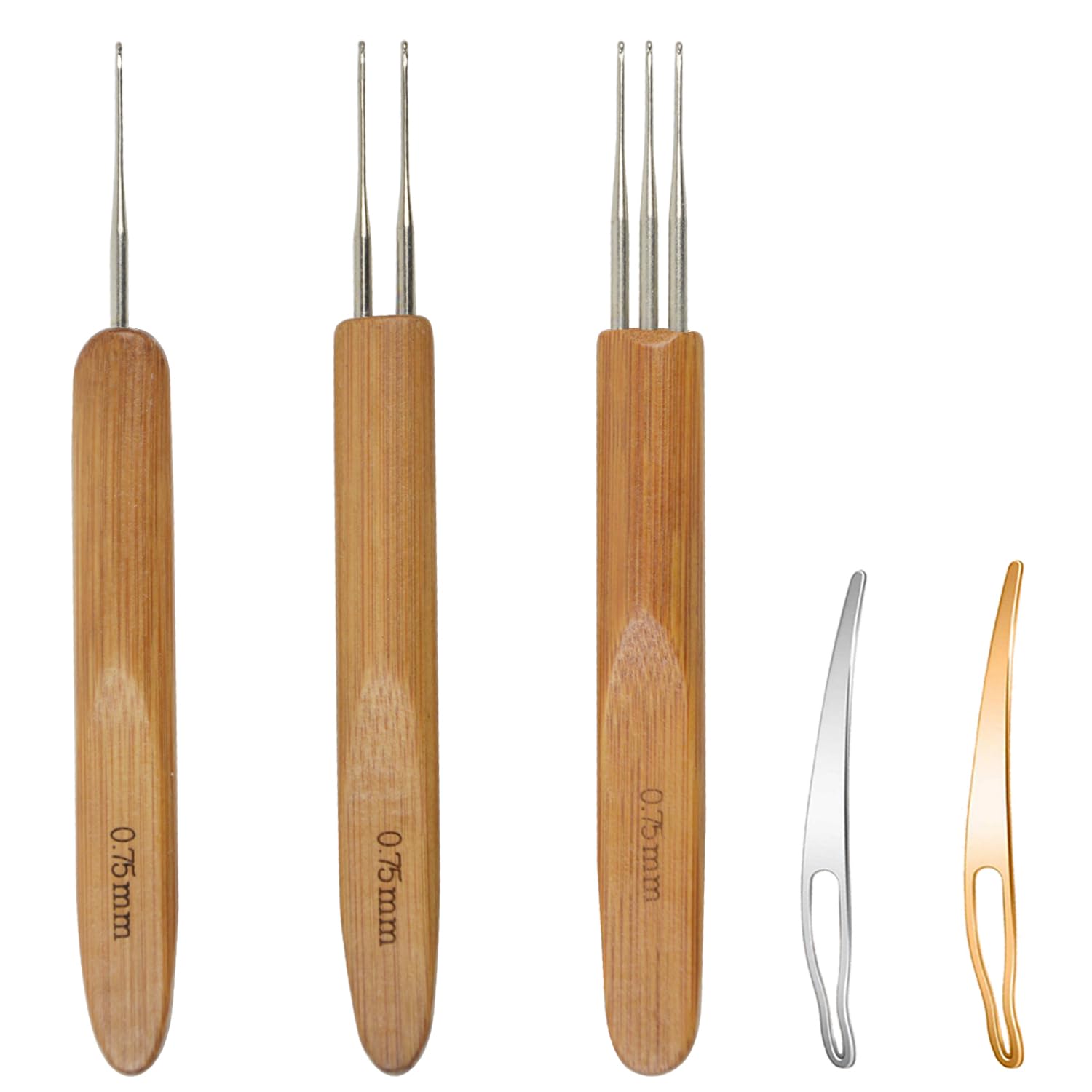 5 Pieces Dreadlock Crochet Hook for Hair Dreadlocks Crochet Needle with Interlocking Tool for Locs Braid Craft (0.75mm)