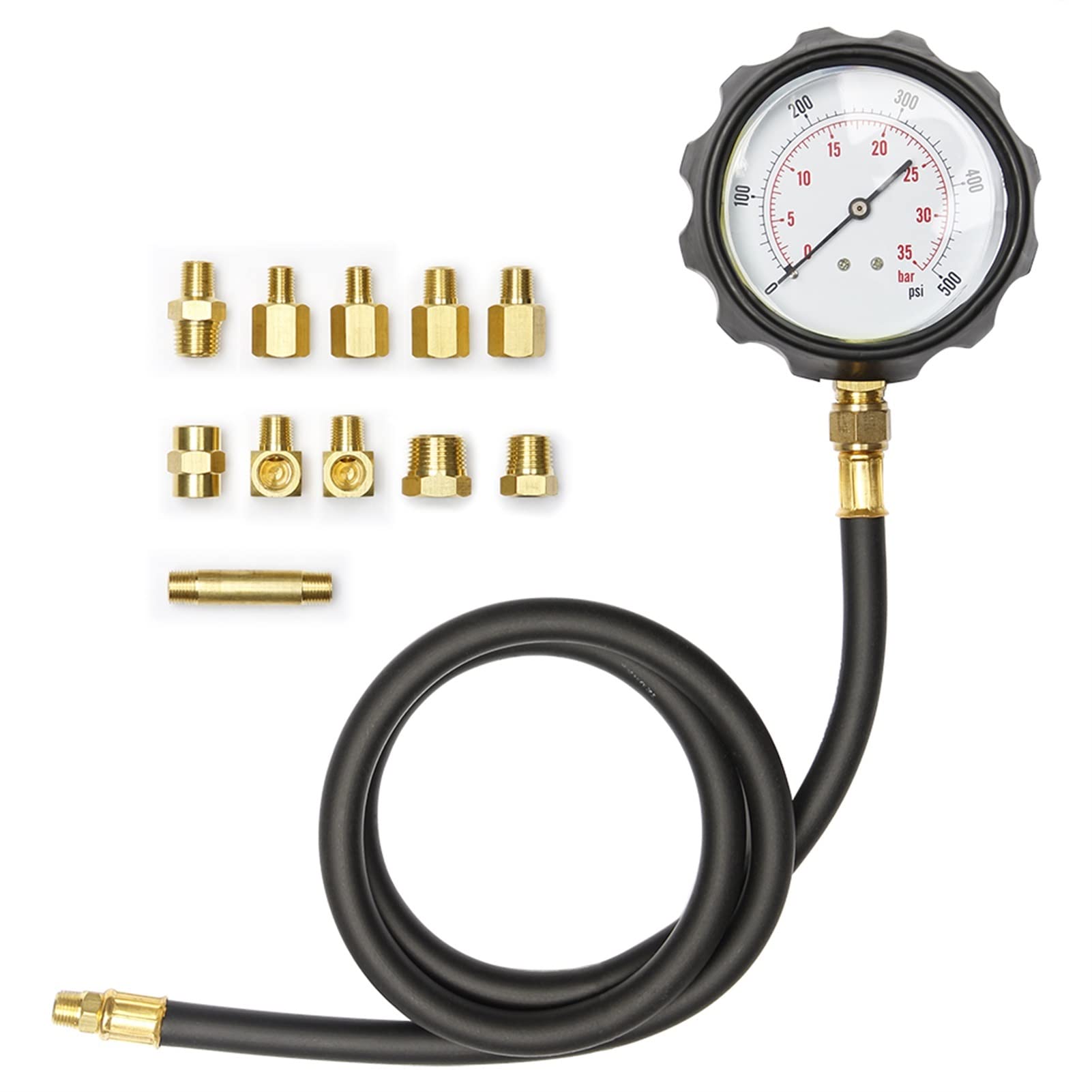 Medidor de prueba de presión de aceite de motor de transmisión automática de 12 piezas TU-11A Kit de prueba de diagnóstico 0-500PSI Portátil y práctico
