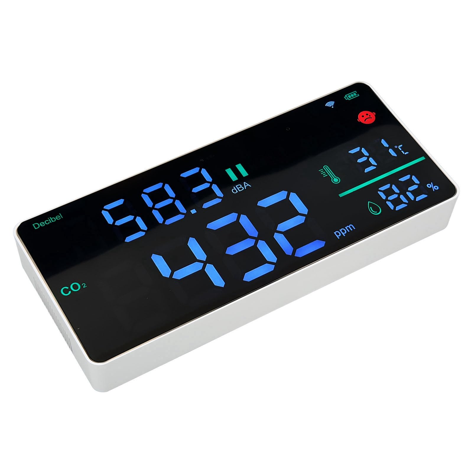 FTVOGUE Monitor de CO2 11 en 1, Medidor de Nivel de Sonido Digital, Termómetro, Higrómetro con Alarma de Zumbador y WiFi para el Hogar, Oficina y Escuela
