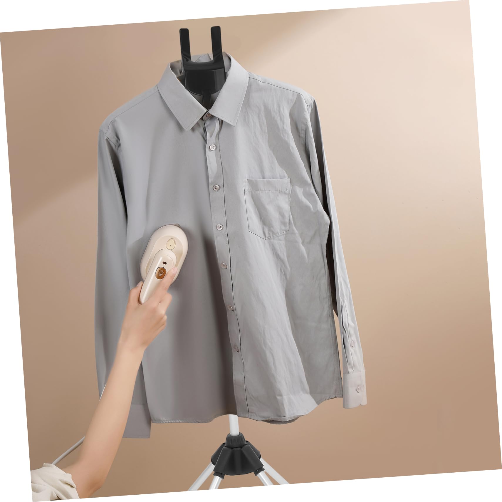 Cabilock Perchero de Vapor Plegable para Ropa Tabla de Planchar Integrada, Soporte Estable de Aleación de Aluminio y Base de Cuatro Patas, Adecuado para Planchado Vertical