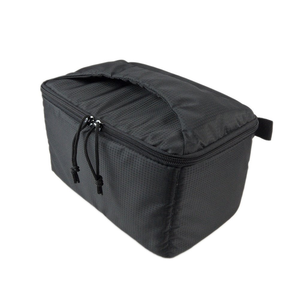 DSLR Camera Case Insert Padded Liner Nylon Pouch for Messenger Bag or Backpack (Black)