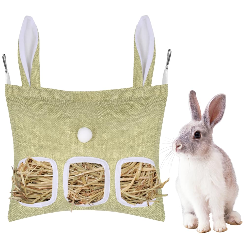 Borsa per Fieno, Sacco Fieno per Conigli con 2/3 Fori, Mangiatoia per Cavie Sospesa per Porcellini d'India, Cincillà, Criceti, Piccoli Animali Domestici