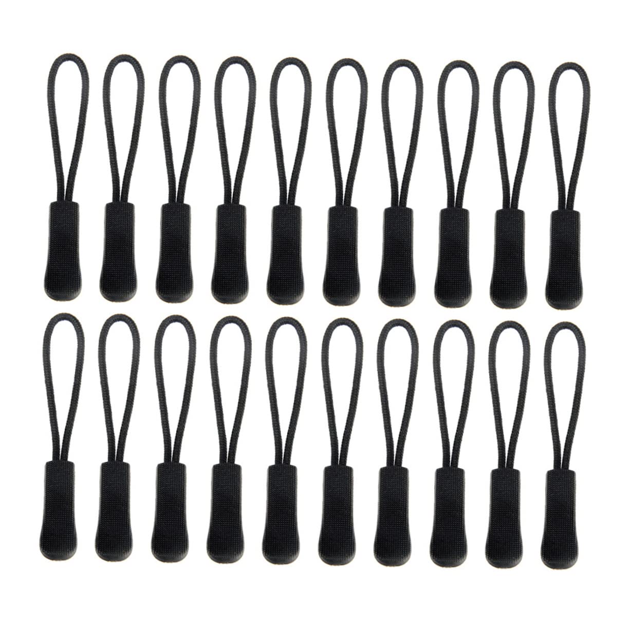Housoutil 100pcs Zipper Pull Head Rope Durable Zipper Extension for Bags Luggage Clothing Easy to Use Pull Head for Suitcases Black