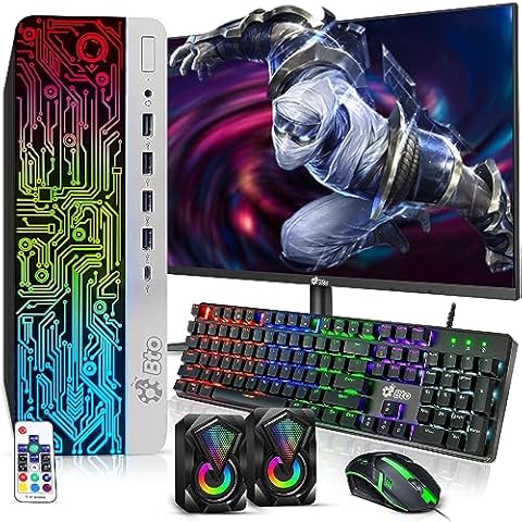 HP RGB Gaming Desktop PC Bundle - Intel Core i5 6th Gen, 16GB DDR4 Ram, 1TB SSD, NVIDIA GeForce GTX 1050 Ti 4GB, New 24 Inch Monitor - Prebuilt Gaming Computer, RGB Set - Windows 10 Pro (Renewed) Cover