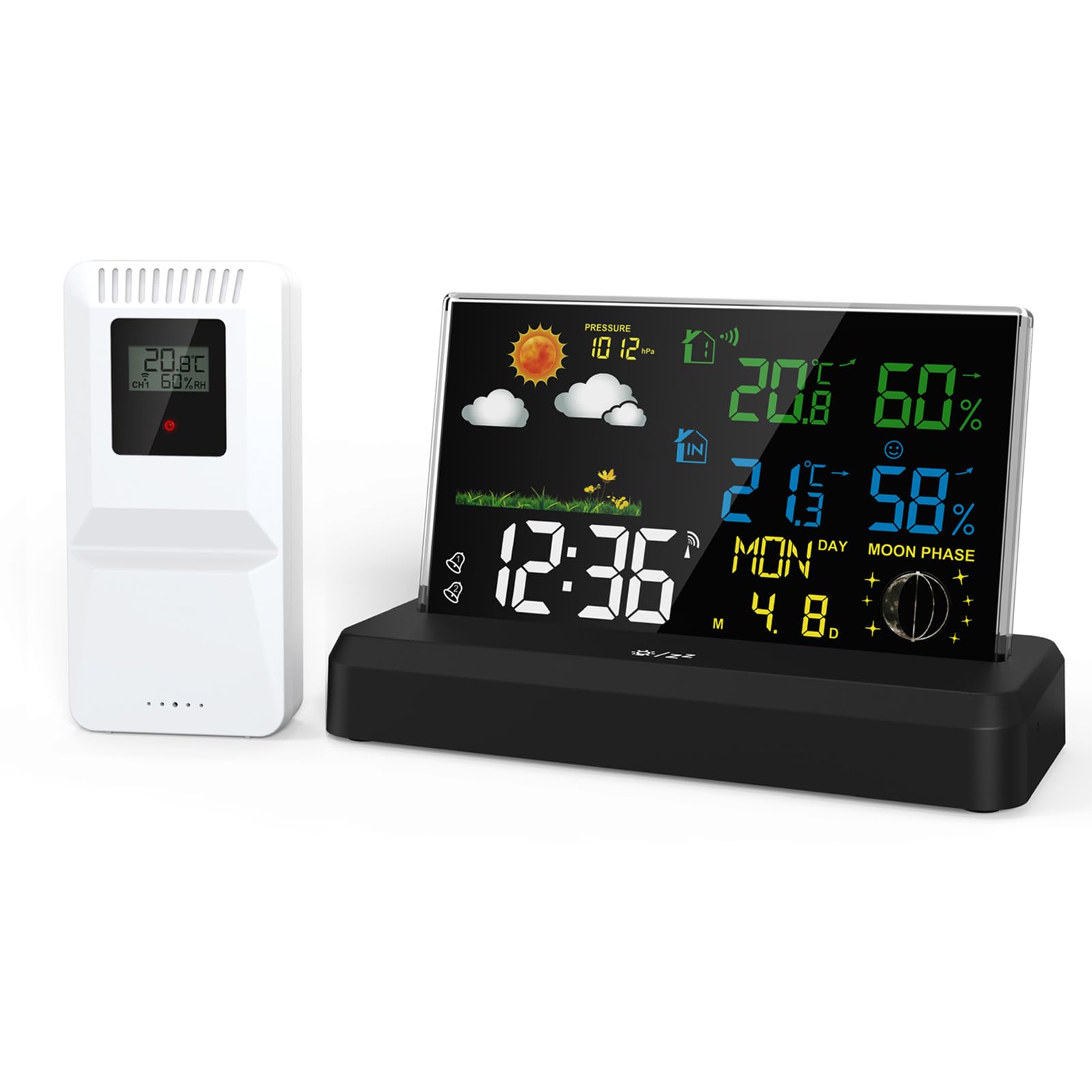 Domary Termometro per Stazione Meteorologica da Interno Ed Esterno Monitor Meteorologico Domestico Indicatore di Temperatura Digitale per Uso Domestico Orologio Meteorologico Wire (Spina europea)