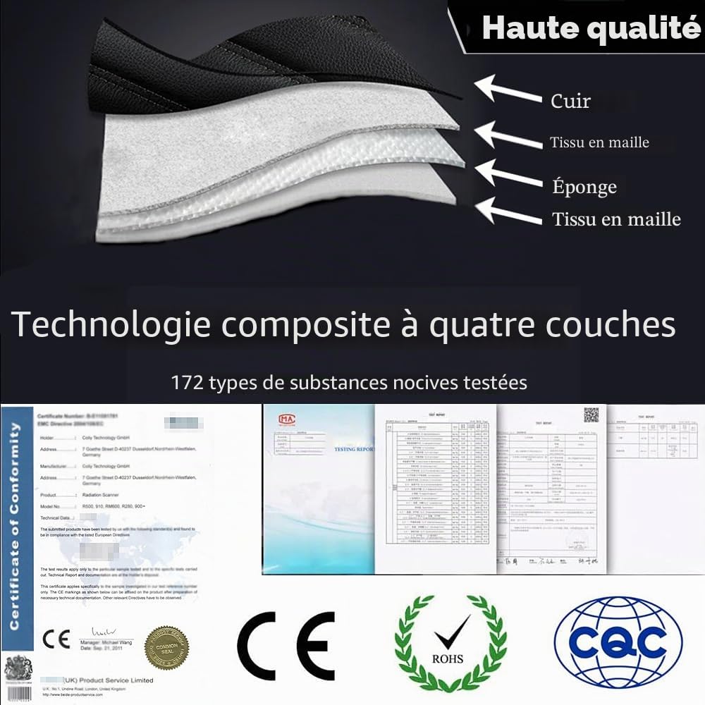 Lot de 5 housses de siège de voiture universelles en cuir synthétique pour Mercedes-Benz Classe B Classe C Classe E GLB GLC GLE - Respirantes, imperméables et résistantes à l'usure (noir)