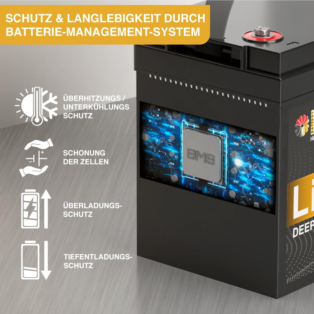 BSA LiFePO4 100Ah 12V Mini Lithium Batterie Wohnmobil Solarbatterie Solar