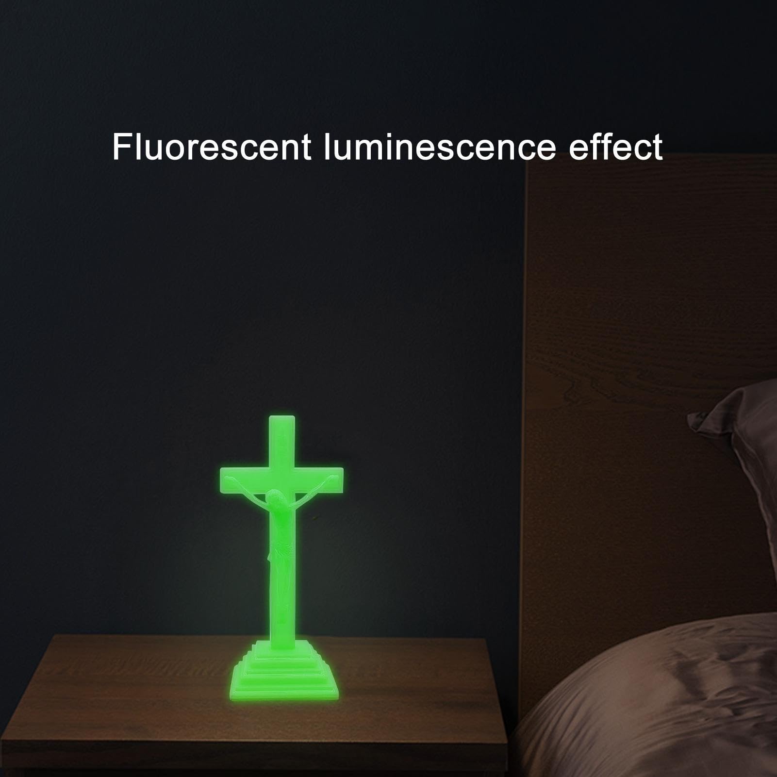 Lambo Croce In piedi | Supporto Croce Decorativo Fosforescente | Decorazione Cattolica, Croce Tavolo, Croce Religiosa per la Casa, Decorazioni Croce per la Casa