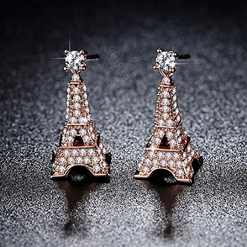 Love Paris Eiffel Tower Crystal Stud Dangle Earrings Parisian2