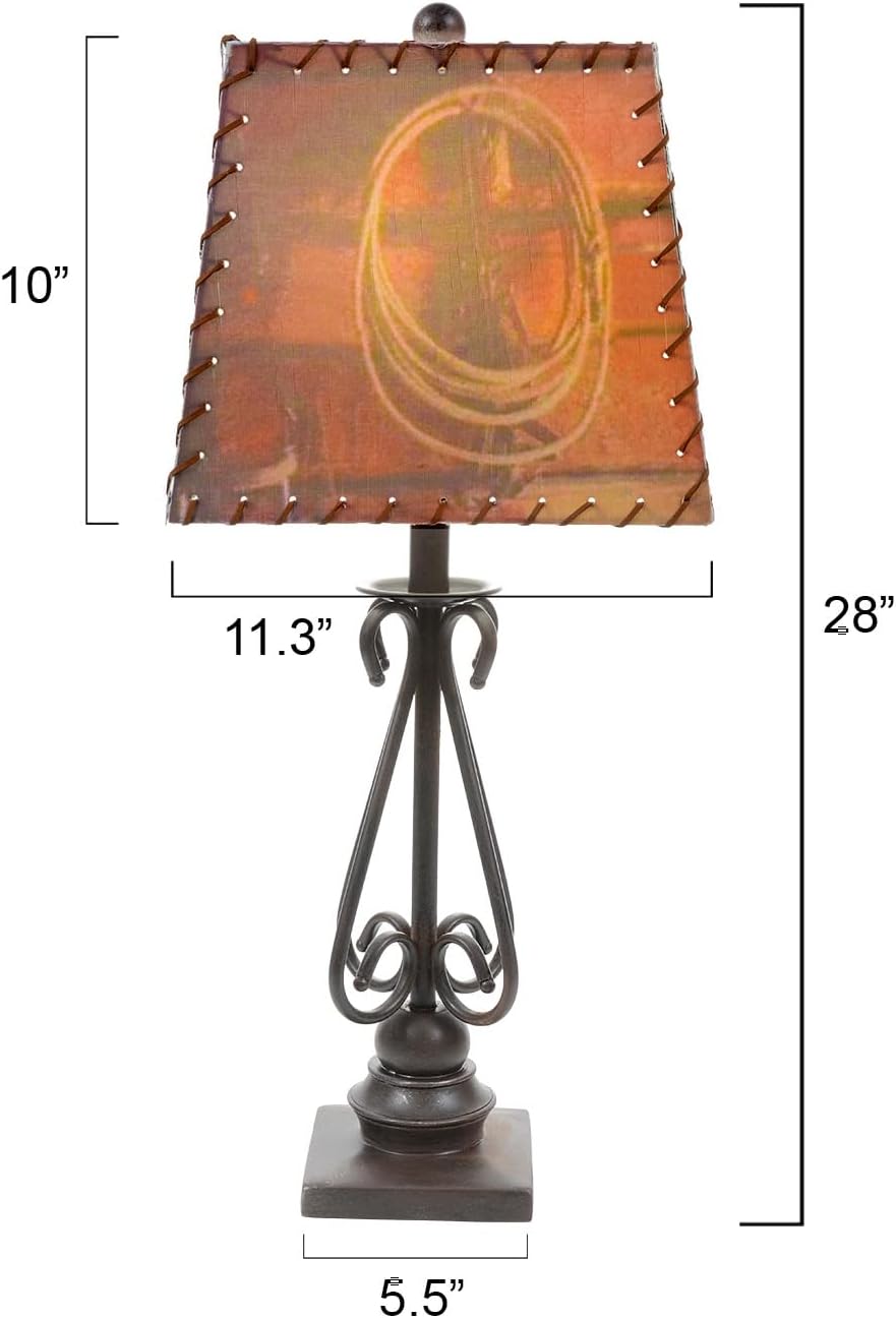 BLACK FOREST DECOR - Scroll Metal Table Lamp for Cabin, Living Room, Nightstand, Desk - Vintage Rustic Home Décor - 11.3" W x 11.3" D x 28" H