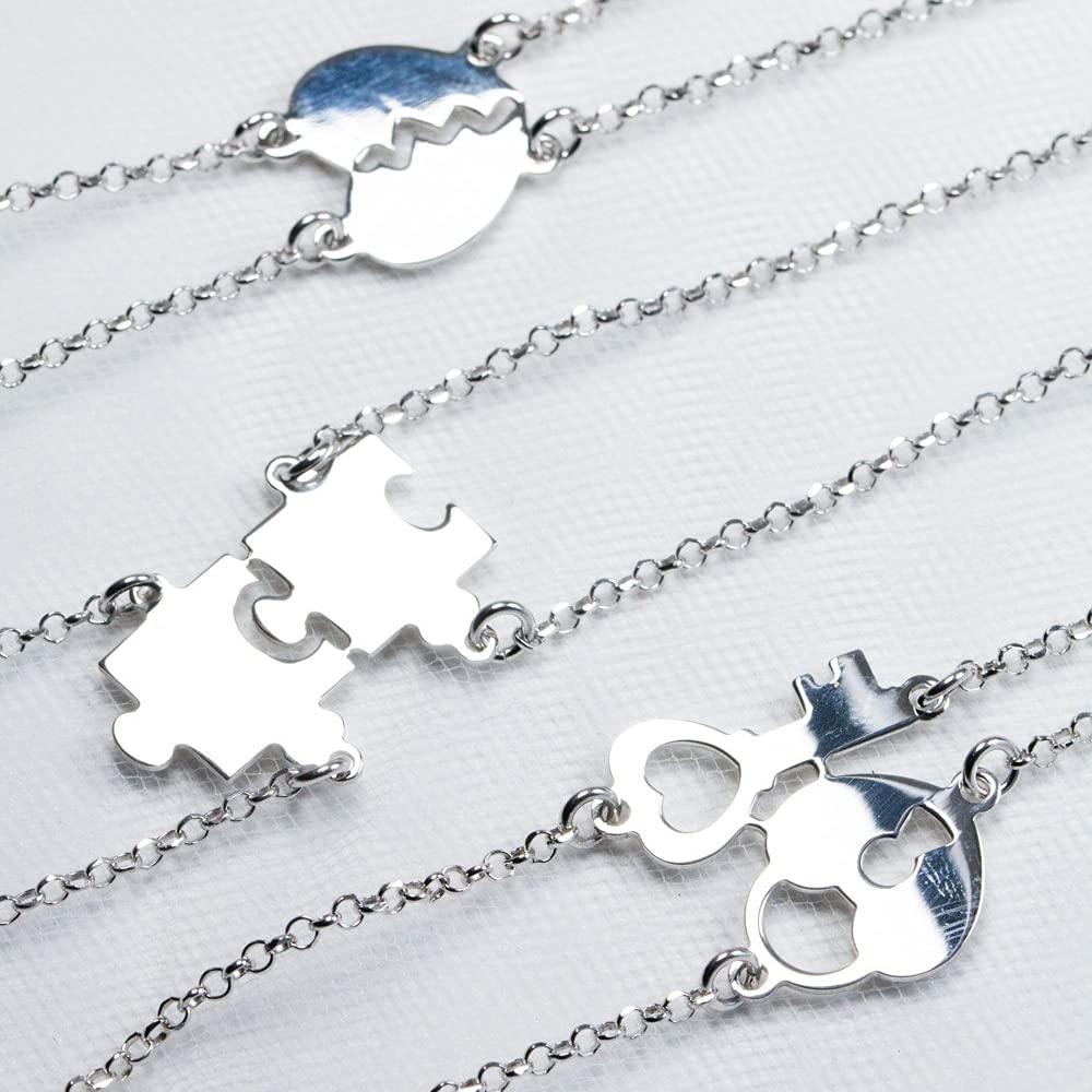 Bracciale Divisibile Uomo Donna Argento 925 Personalizzato con Cuore, Bracciali Donna, Braccialetto Argento, Bracciale personalizzabile divisibile, Misura Regolabile da 18 a 21 cm