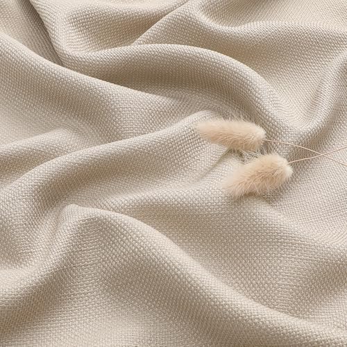 Lecloud Bessie Linen Color Faux Linen Curtains 30 Inch Length, Curtain Tiers 2 Pcs, Light Filtering Window Treatments For Kitchen thumb #3