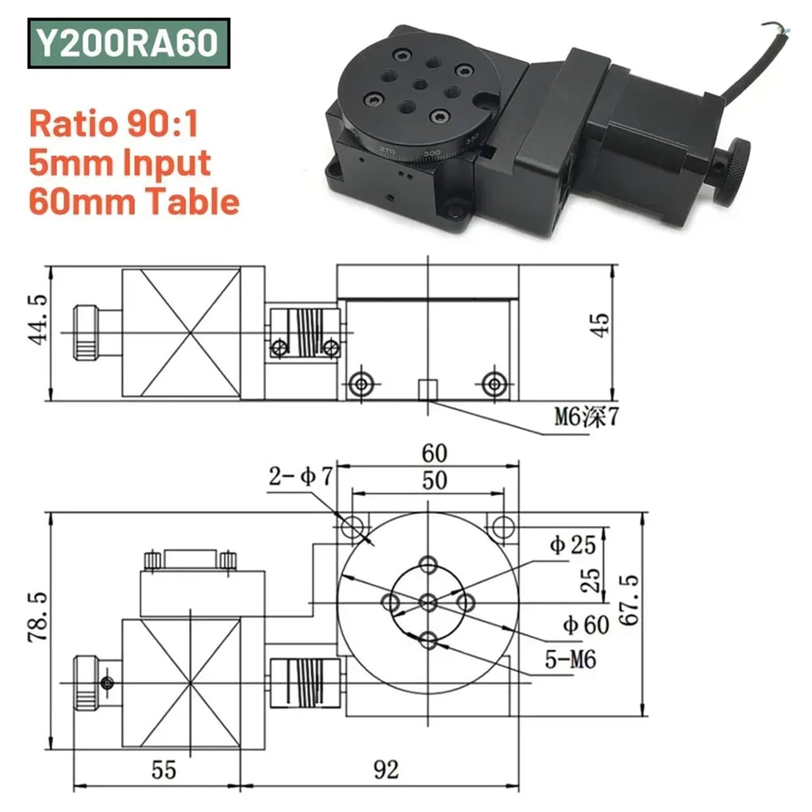 Tavola Rotante motorizzata CNC, Piattaforma Rotante Cava, Riduttore, posizionatore, Stadio di Rotazione per Braccio Meccanico (Kit 0,6 NM, tavola 100 mm 180)