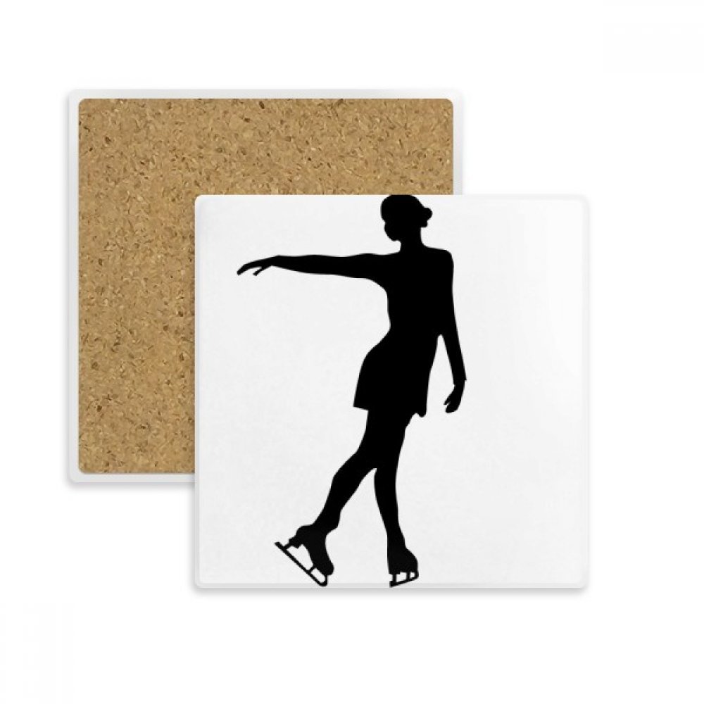 Dessous de verre carré absorbant en pierre avec motif sport d'hiver multicolore