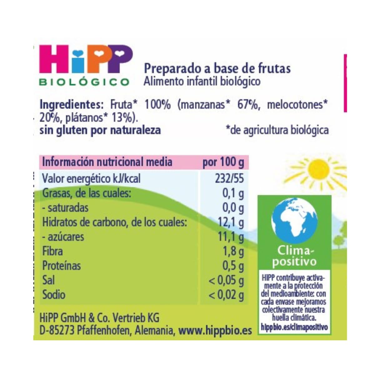HiPP Biológico - Tarrito Multifrutas BIO - Pack 6 x 190g - 100% Fruta - Manzana, Melocotón, Plátano - Naturalmente dulce - Sin Azúcar Añadido - Apto Para Bebés A Partir de los 4 Meses