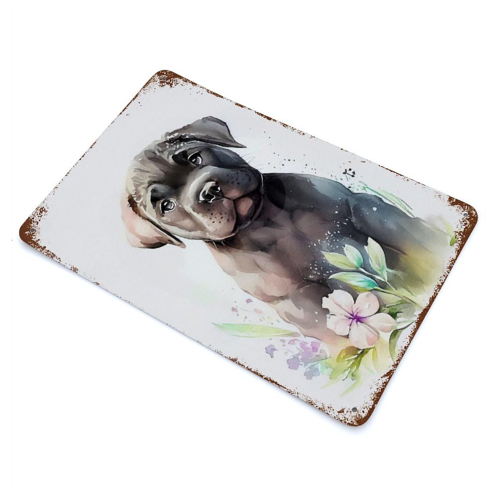 Decorative Tin Sign Cane Corso Watercolor 11.8"x7.9", Vintage Wall Decor for Pub, Kitchen And Man Cave Decor