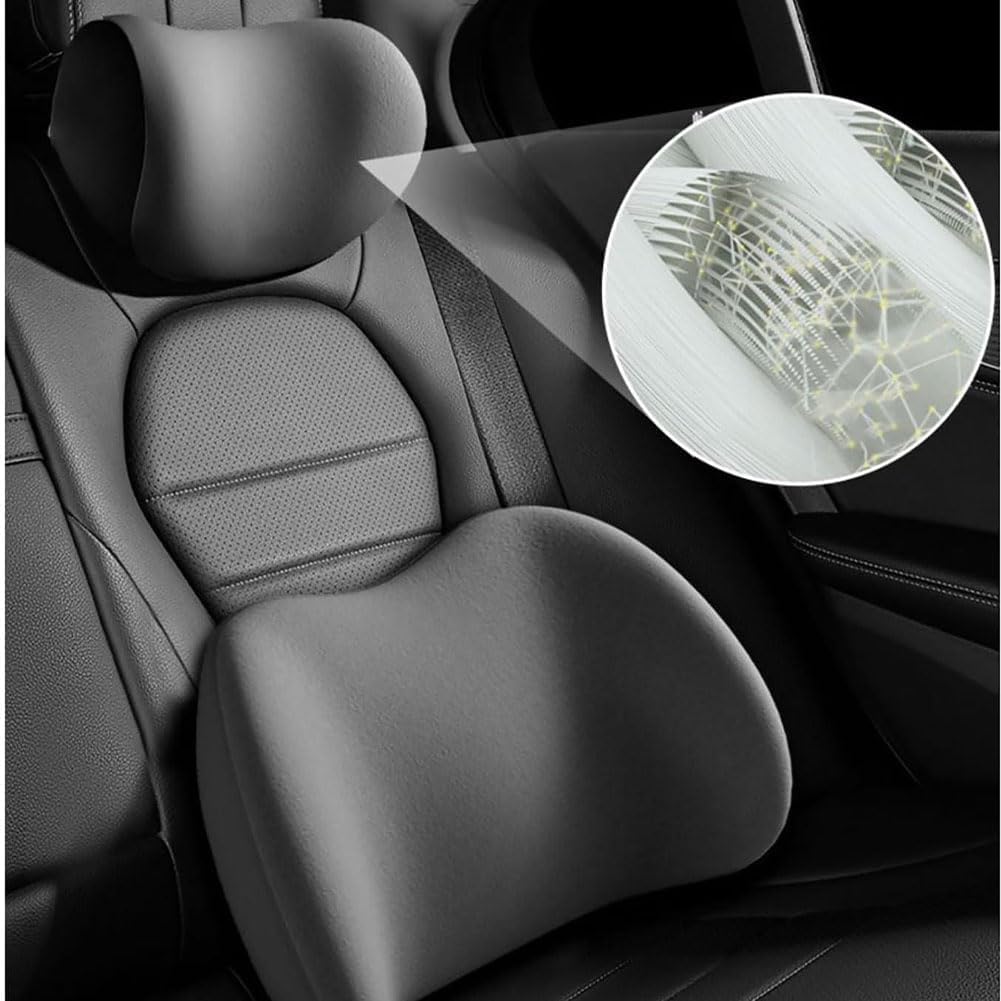 Auto Kopfstütze Und Lordosenstützkissen Für Phaeton EOS Beetle Scirocco Caddy Amarok, Memory-Baumwolle Lordosenstütze Für Den Autositz Weicher Nackenschutz,B/Coffee Color