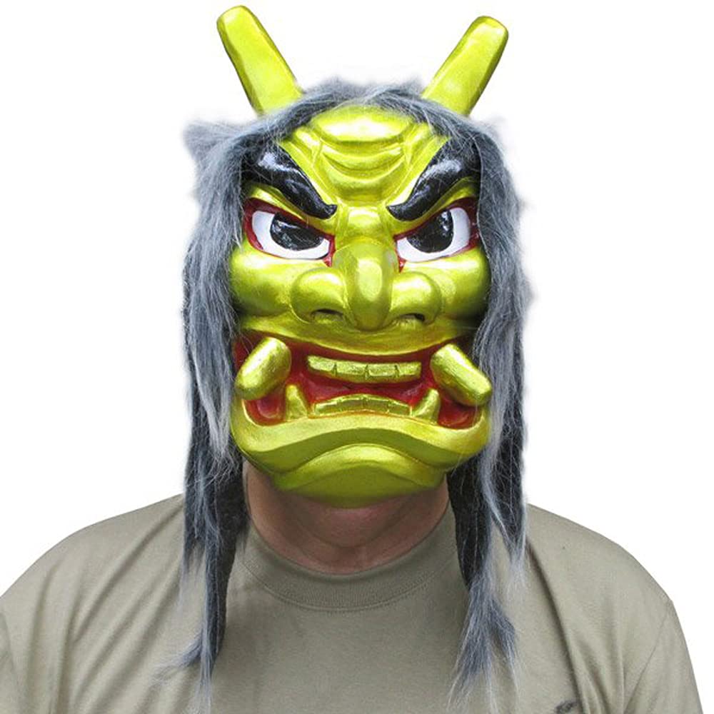 Amazon | 金のなまはげ 白髪交じりタイプ 毛付きゴム製お面 ゴールド