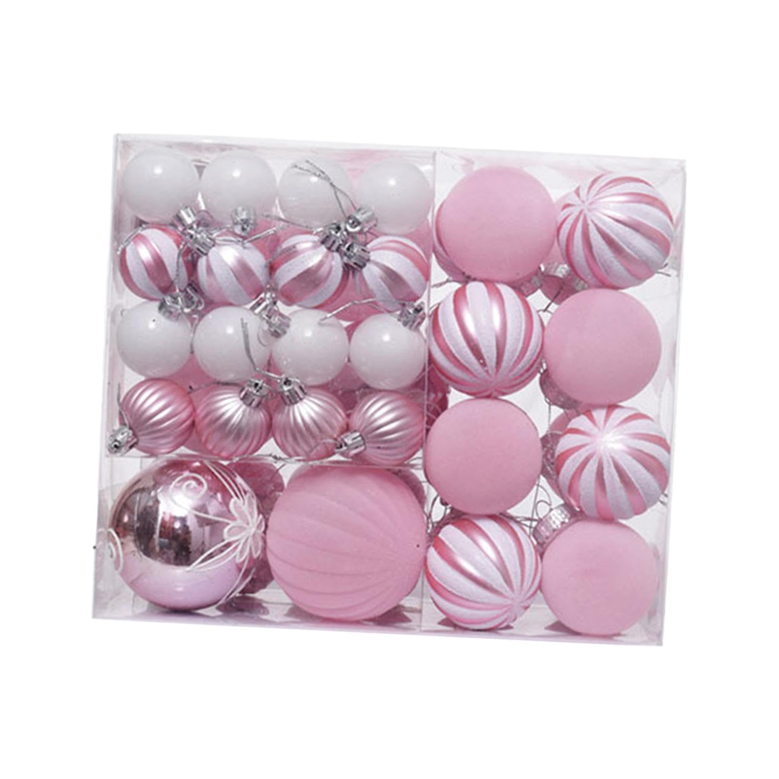 46 Piezas de Adornos Navideños para Decorar El Y para Proyectos de Bricolaje, Flocado Rosa, Individual