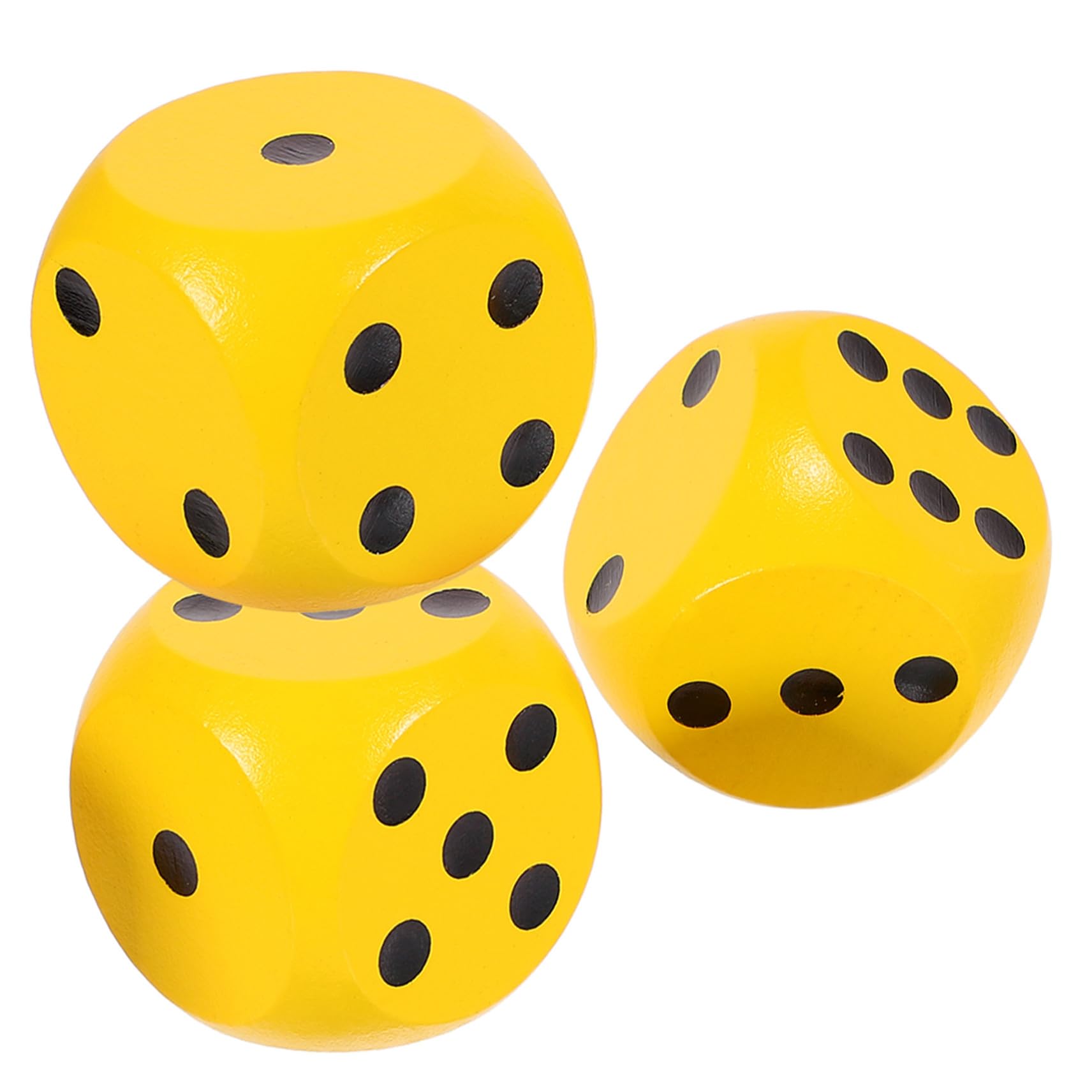 Dés en Bois 4cm, Lot de 3 Pièces, Jaune, pour Jeu de Société