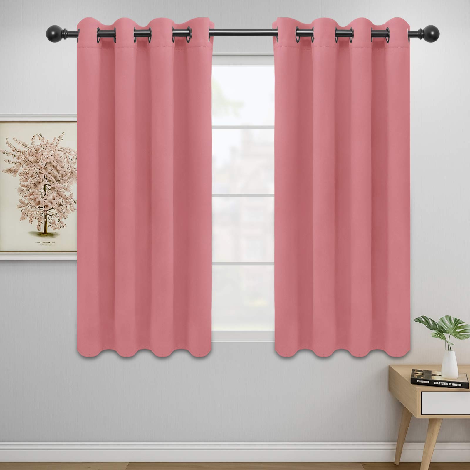 Easy-Going Blackout Curtains for Bedroom, Solid Thermal Insulated Grommet and Noise Reduction Window Drapes, Room Darkening Curtains for Living Room,