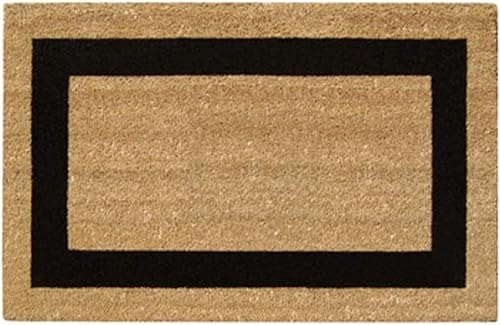 Superscraper - Tapete de fibra de coco con borde negro y parte inferior de goma antideslizante, tapete de fibra de coco ultrafino para interiores y