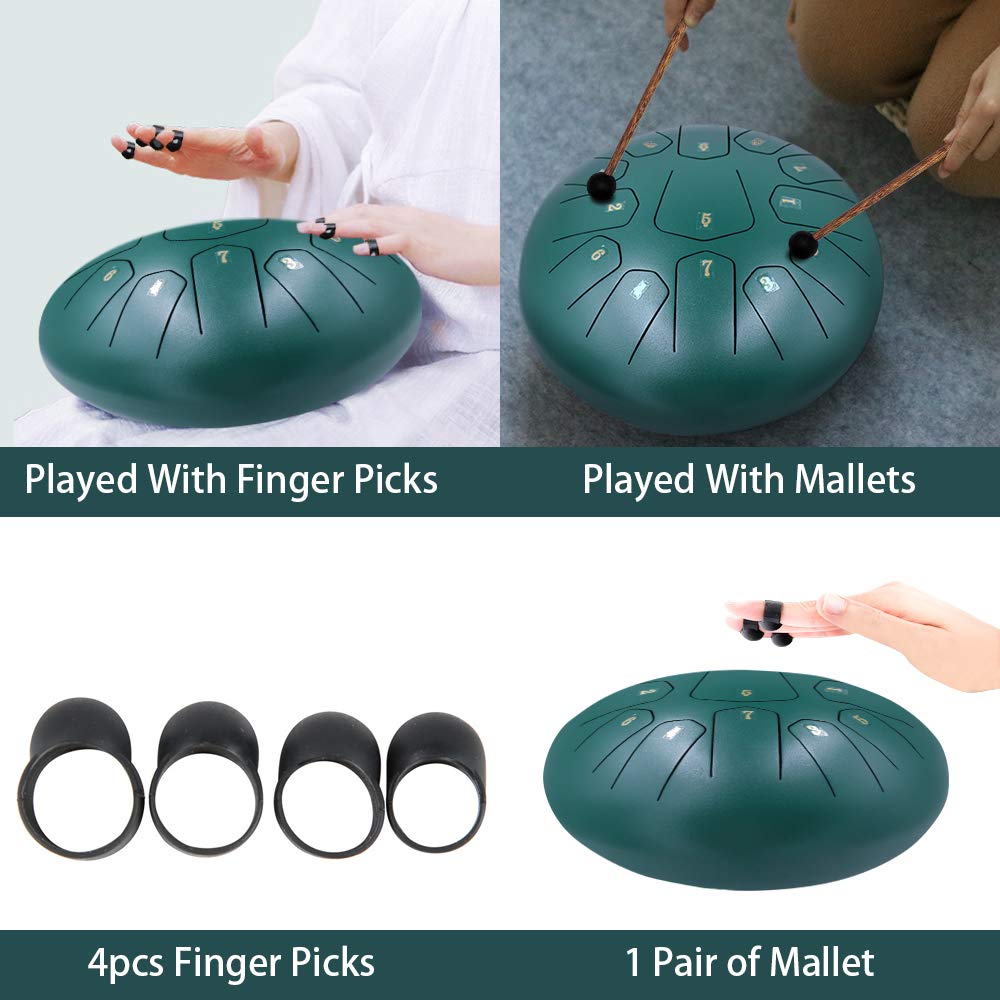 Stalowy bęben językowy, 30 cm, 13 nut, strojony instrument perkusyjny C, z torbą, książką muzyczną, młotkami i kostkami na palce