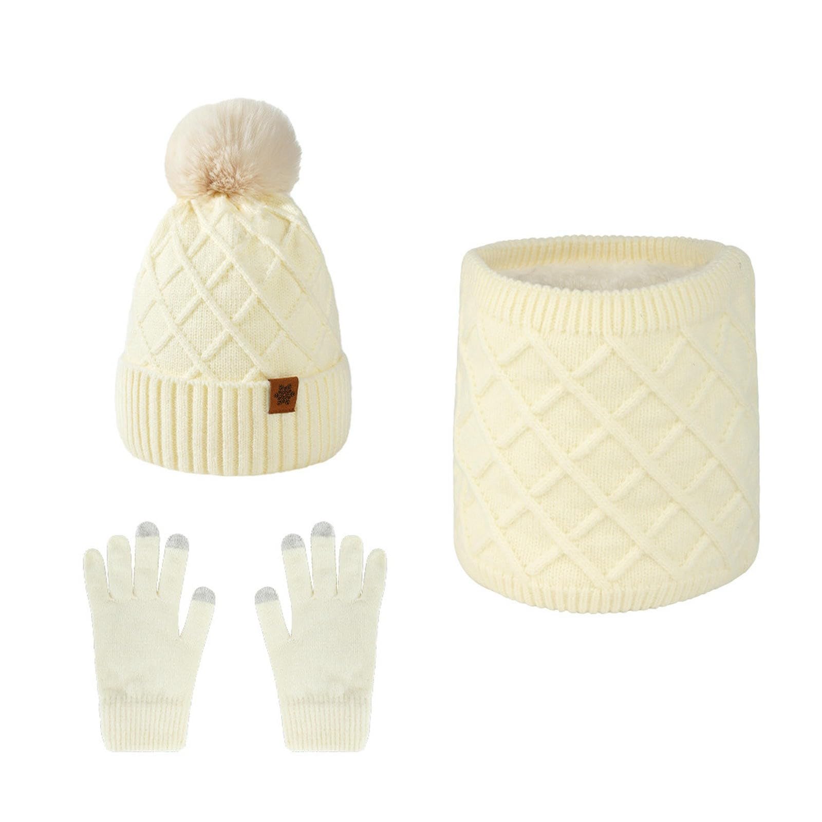 Wintermütze Schal Handschuhe Set Winterwarme, Doppellagige, Mit Fleece Gefütterte Strickmützen, Handschuhe, Schals Und Kältebeständig-dreiteiliges Schwarz