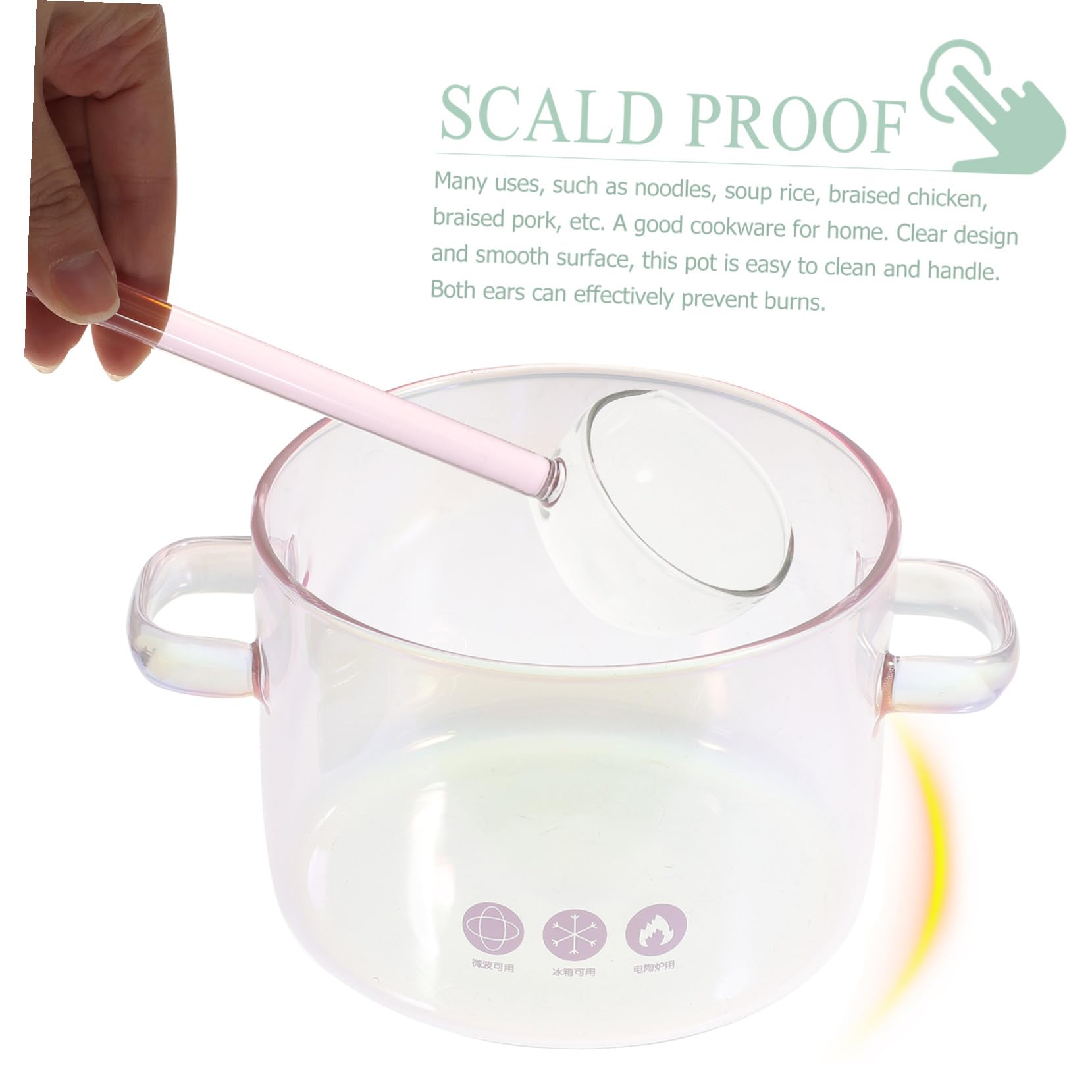 Alipis Glas Schmortopf 1500 Ml mit Löffel Transparenter Großer Topf aus Glas zum Langsamen Kochen für Gartenparty und Freunde