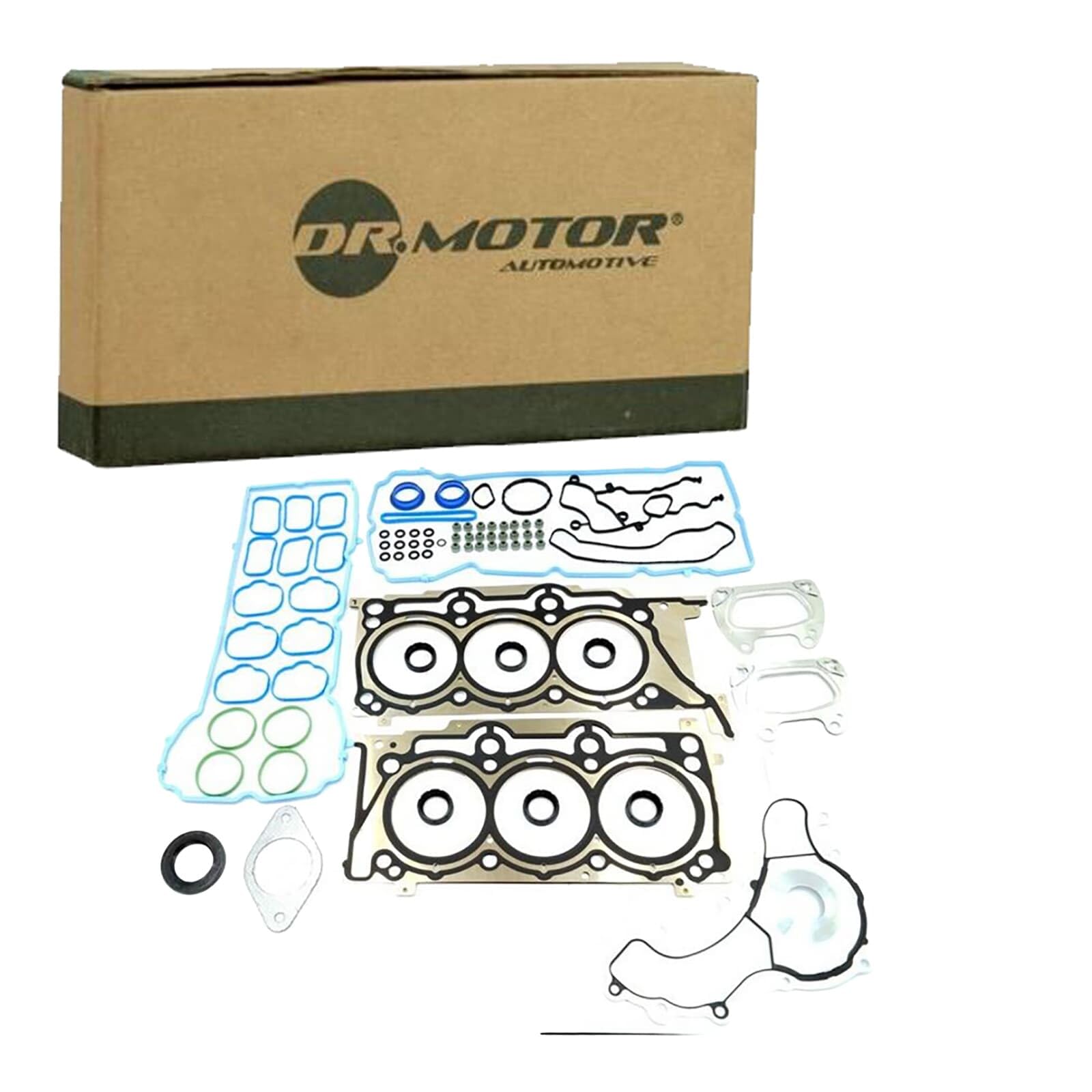 DR.MOTOR AUTOMOTIVE DRM61210S Kit guarnizioni motore con paraolio-albero a gomiti con guarnizione cappa testa del cilindro con guarnizione testata con guarnizione tenuta stelo valvola con
