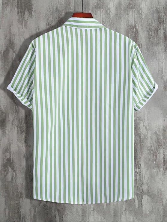 Image of Men's Striped Slim Fit Half Sleeves Stratchable Printed Shirt