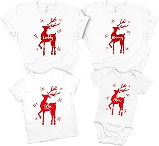 Matching Family Christmas T- shirts/Reindeer Matching Family Christmas Pyjamas top/Christmas Tshirts/Festive family T-Shirts