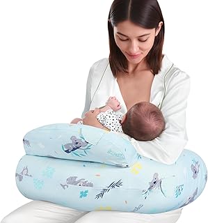AMASKY Nursing Pillow for Breastfeeding, Breastfeeding Pillows for More Support for Mom and Baby, with Plus Size Ergonomic Design and Removable Cotton Cover, Blue, Pallet of Product