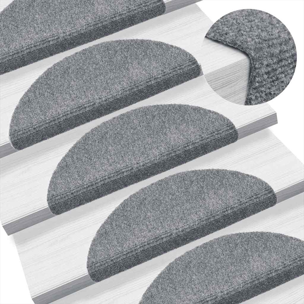 Lot de 5 tapis d'escalier autocollants gris clair 56 x 17 x 3 cm avec dessous antidérapant pour escalier en bois, escalier intérieur, isolation phonique et protection du sol pour la sécurité