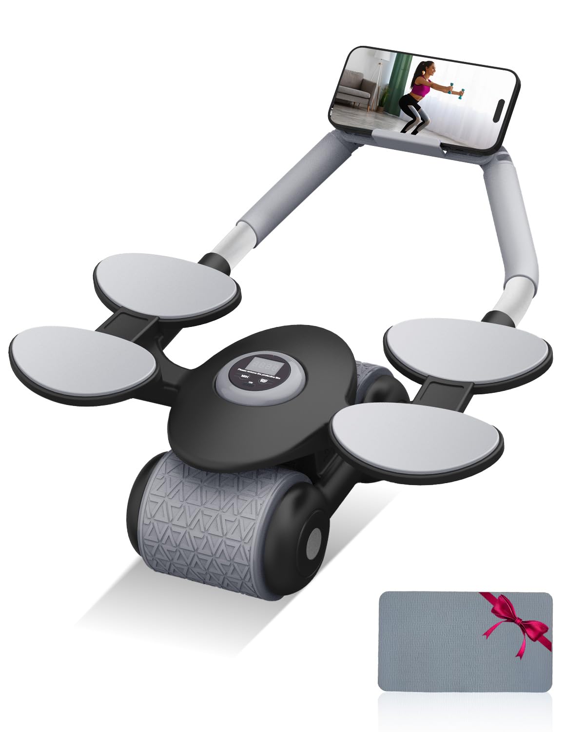 Zumhigh Upgraded Automatic Rebound Ab Roller with Elbow Support & Timer, Easy Assembly, Includes Knee Pad, Perfect for Home Gym & Core Workouts