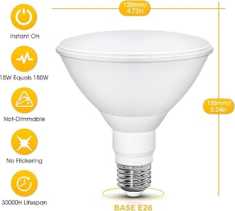 PAR38 Yellow Bug Light Bulbs for porch Outdoor, 150W Equivalent 15W