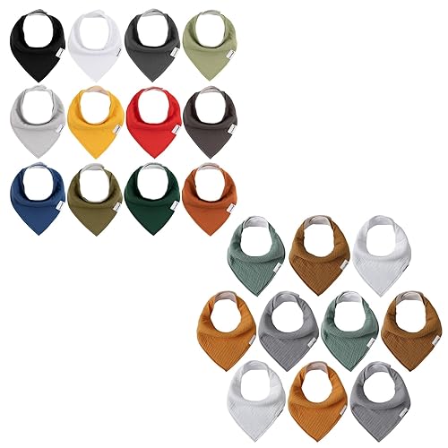 Paquete de 12 baberos tipo bandana para bebés para niños y niñas, paquete de 10 baberos de muselina de muselina súper suaves y absorbentes, unisex,