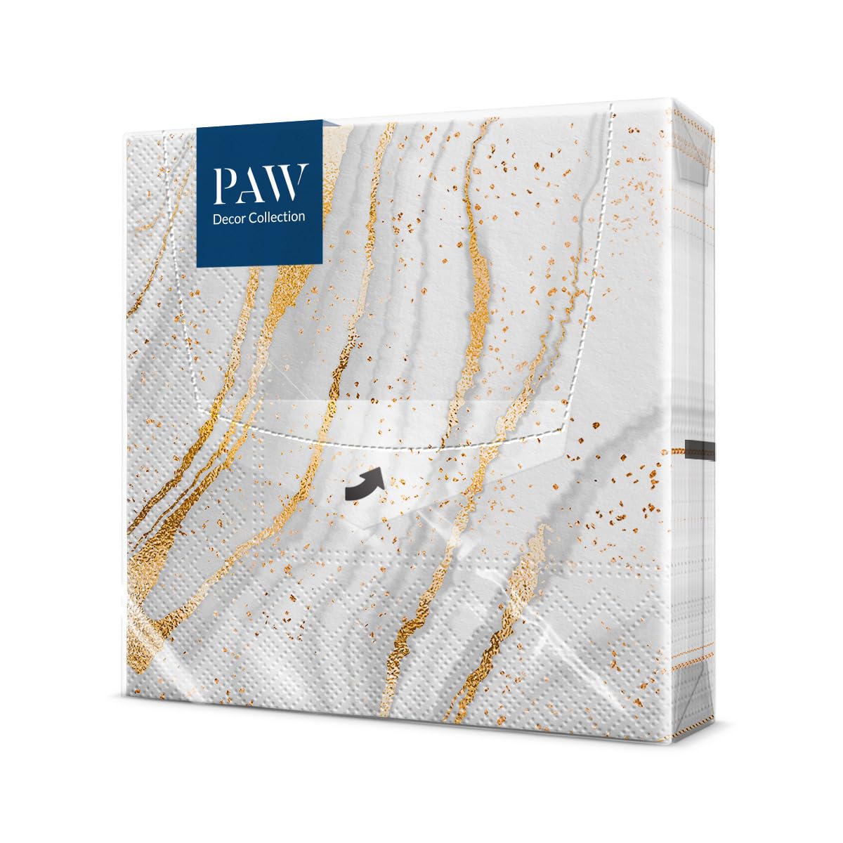 PAW Coloured Paper Napkins (33 x 33 cm) The 20 Pieces I Perfect for Birthdays, Parties, Weddings, Communion and Celebrations Table Decorations The 3 Ply Gold Marble