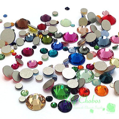 Mixed Sizes & Colors 144 pieces Austrian 2058/2088 Crystal Flatbacks rhinestones nail art mixed with Sizes ss5, ss7, ss9, ss12, ss16, ss20, ss30
