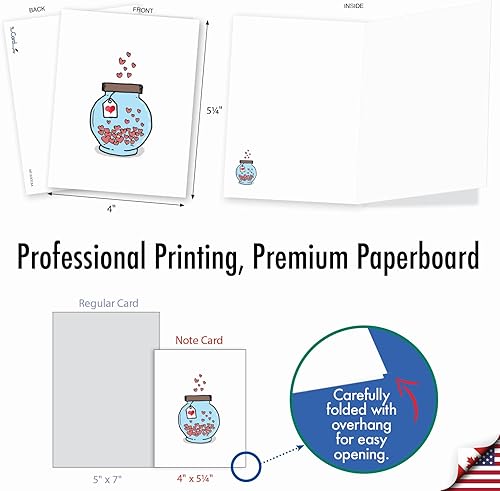 Miniatura 6 de The Best Card Company - 20 bonitas tarjetas en caja (4 x 5.12 pulgadas) - Juego surtido en blanco (10 diseños, 2 de cada uno) - Tarro de amor