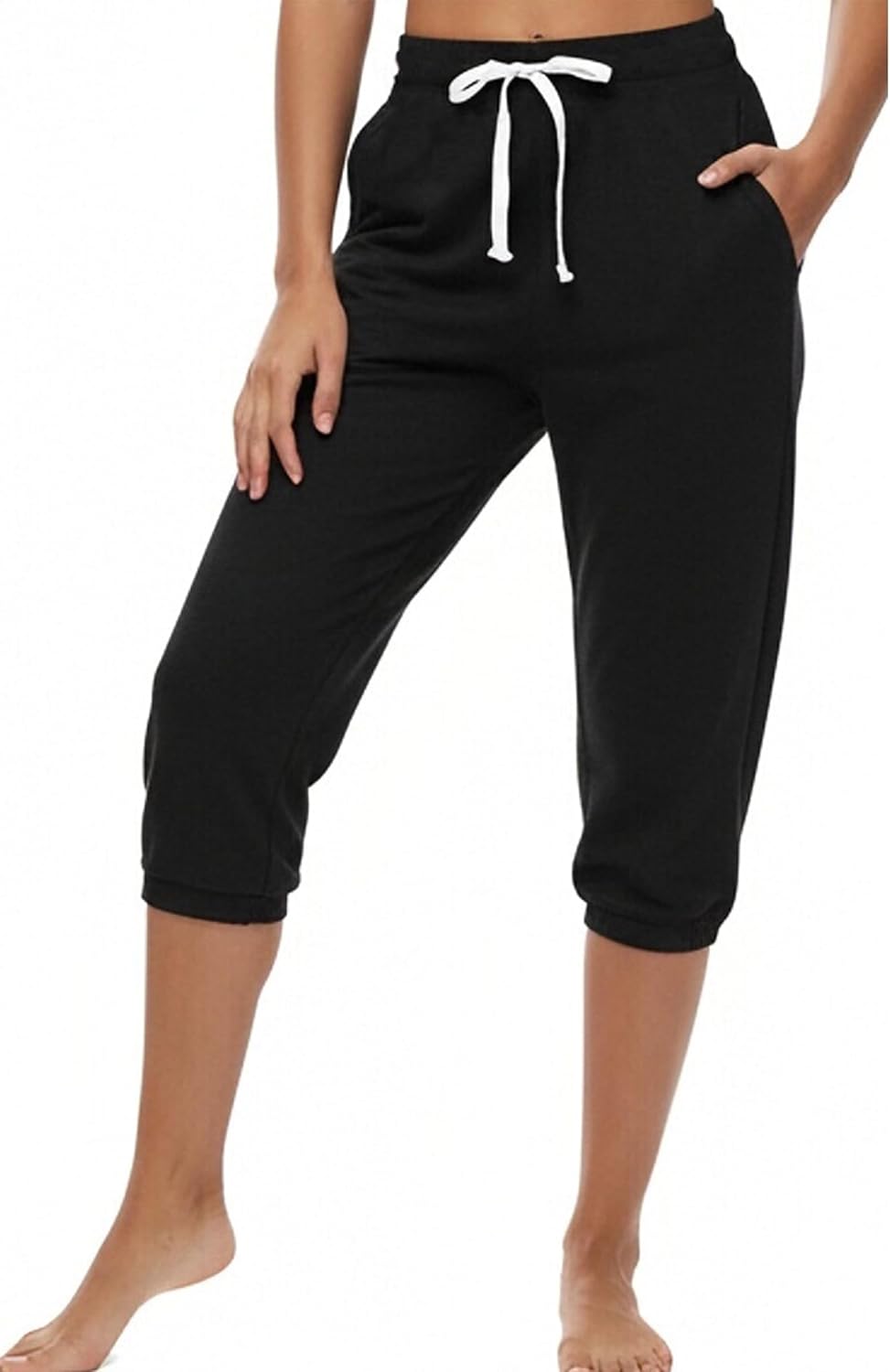 Women's Plus Size Capri Sweatpants Joggers Casual Sports Cropped Lounge Pants High Waisted Athletic with Pockets - Image 2