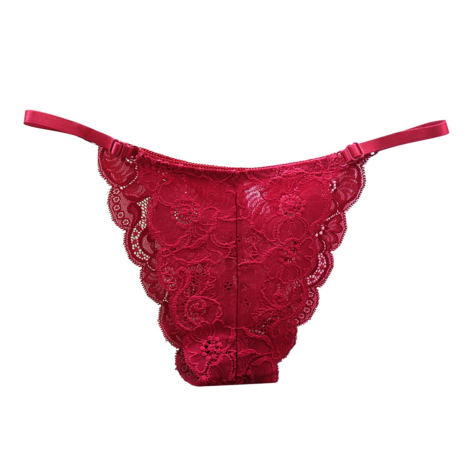 Womens Sexy Lace Panties Seamless Adjustable Low Waist Thin See Through Mesh Thong Panties Star Pasties
