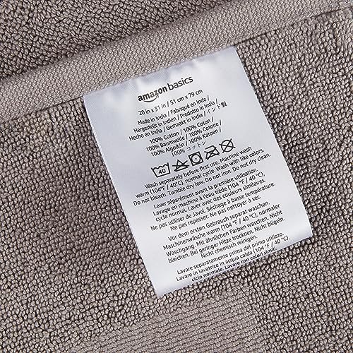 Image of Amazon Basics Banded Bathroom Bath Rug Mat, Machine Washable, 100% Cotton, 31 inch x 20 inch, Light Gray