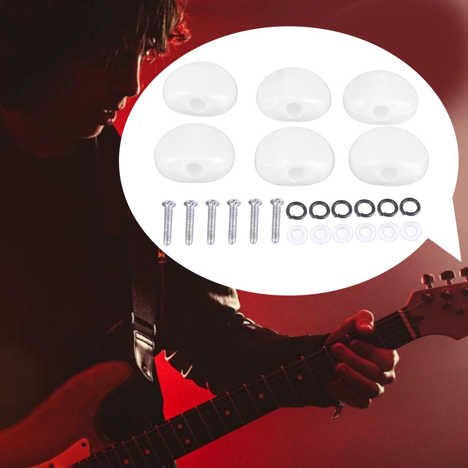 SET 6 PIROLI FERMACORDE (BRIDGE PINS) IN OSSO DOT ABALONE PER CHITARRA