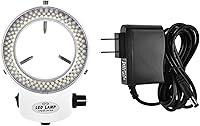 Vista 1 de Fydun Luz LED para microscopio, 144 cuentas LED de brillo ajustable lámpara de anillo para microscopio estéreo y cámara, blanco, negro